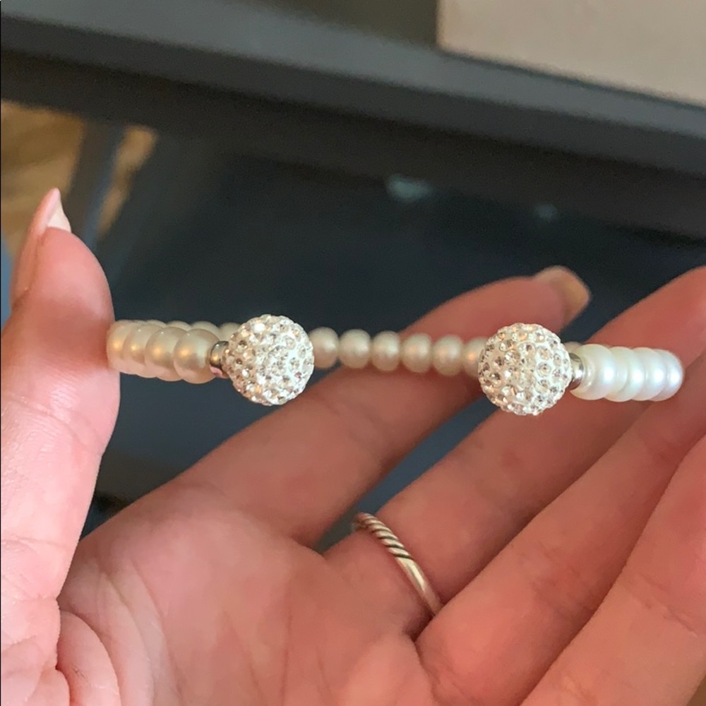 Faux pearl diamond bracelet